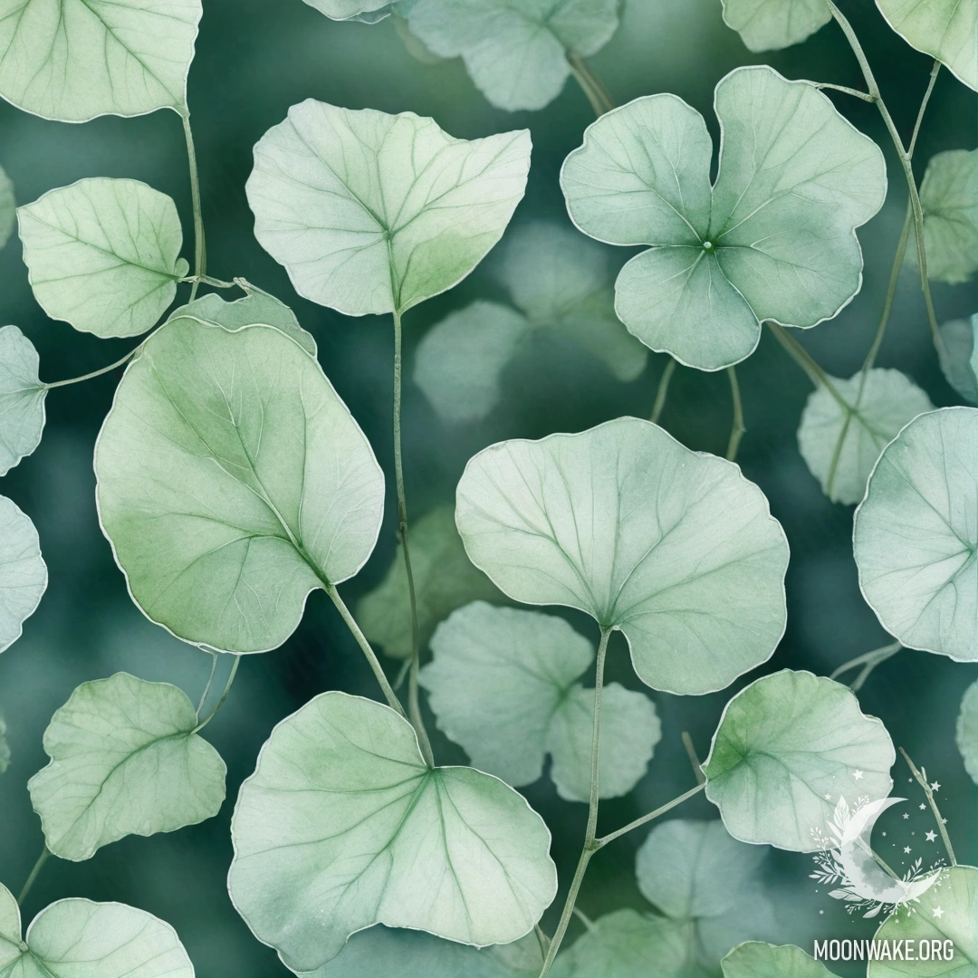 Нежное зеленое растение лунария на морозном фоне, навевающем зимние мысли.