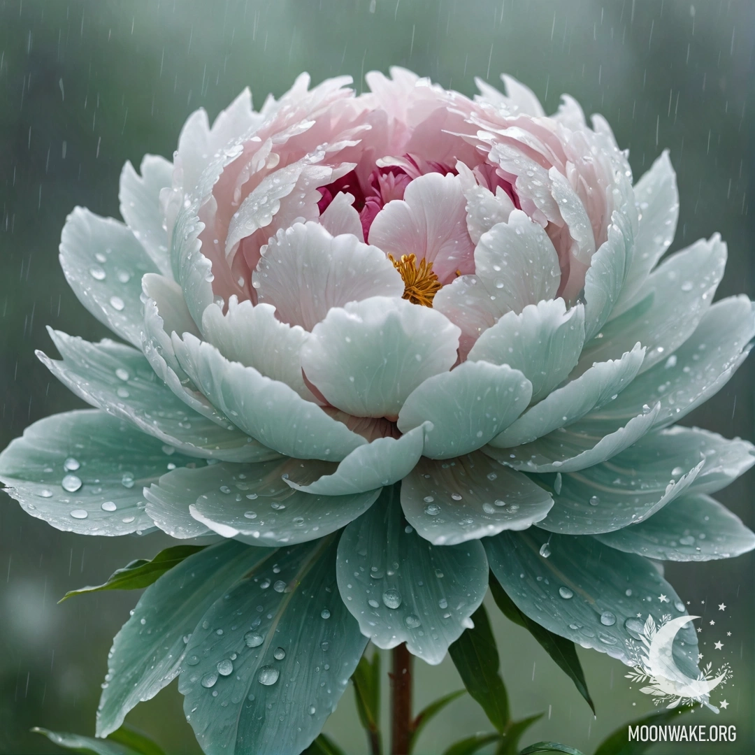 Акварельная картина красного вереска под дождем ночью.