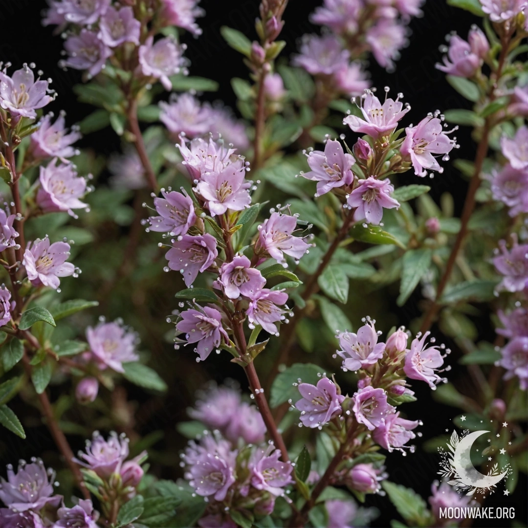 Нежный вереск мятного цвета с ринстонами под ночным небом.