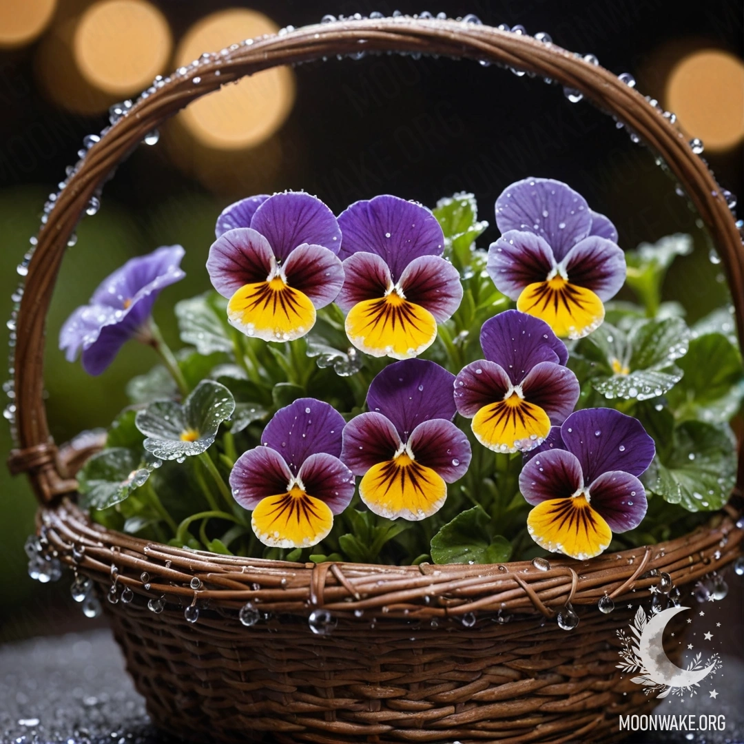 Уютная ночная сцена с нежным вереском в тумане, украшенным зелено-голубыми блестками.