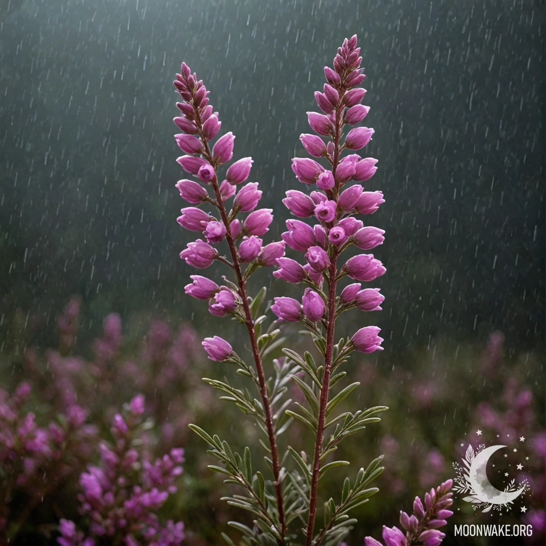 Нежный букет розовых цветов в тумане под лёгким дождём ночью.