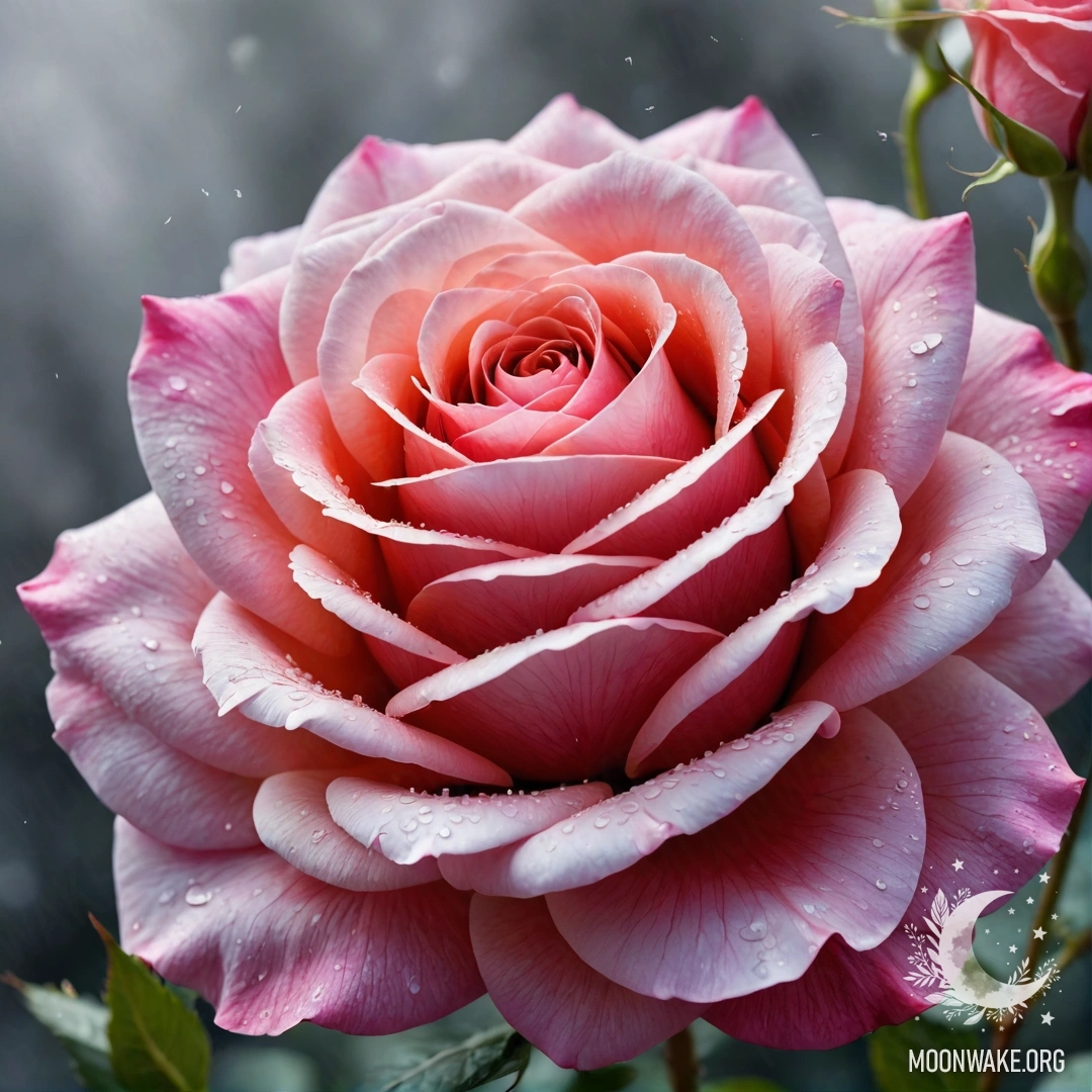 Эфирная роза, созданная из тумана, с нежными, туманными лепестками.