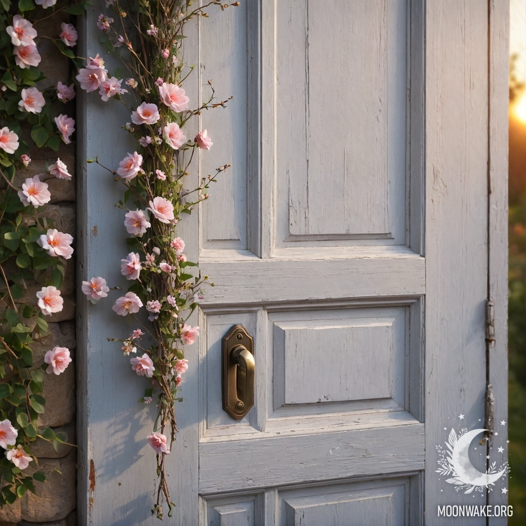 Стул с пледом и букетом цветов на нем на фоне обветшалой стены под дождем.