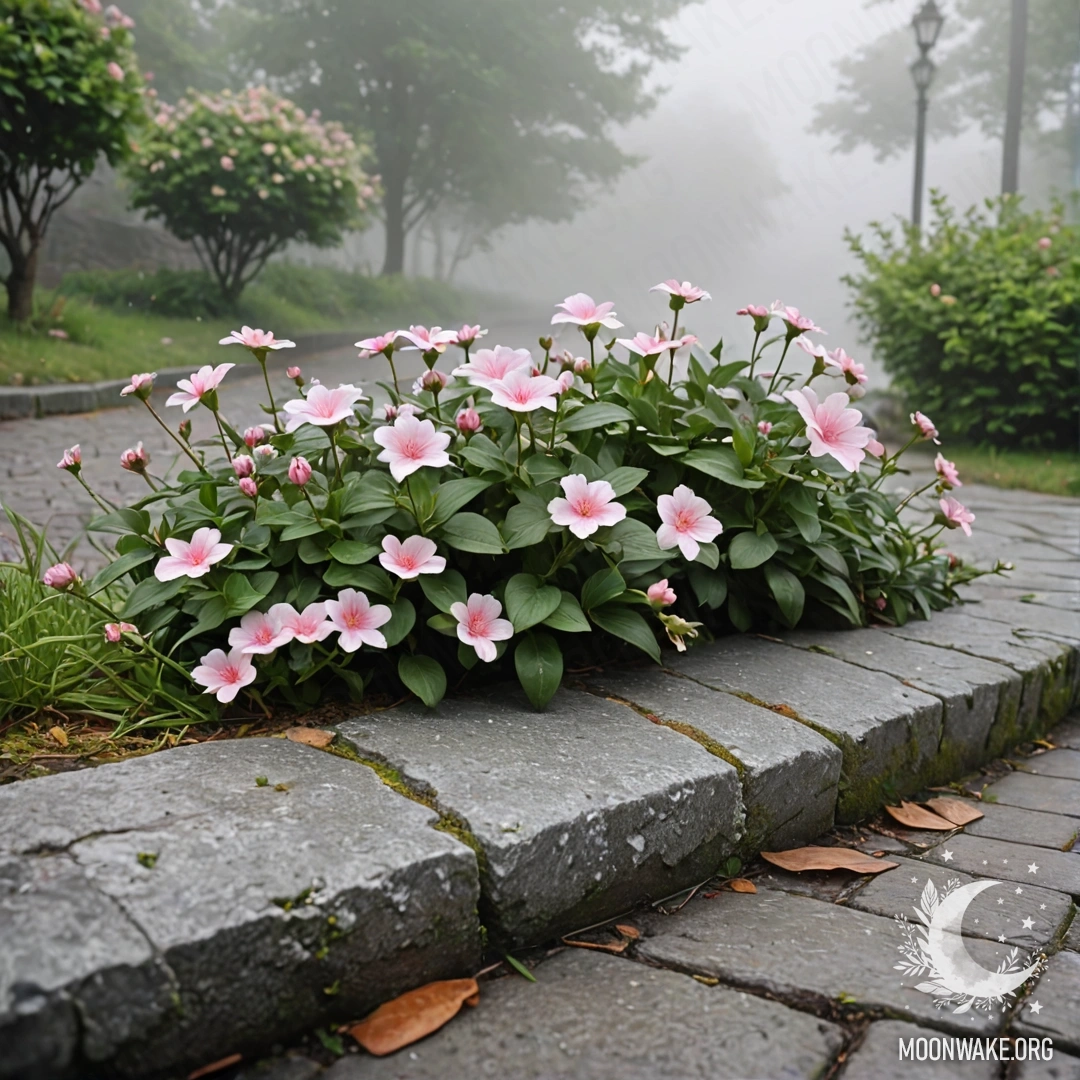 Потертая голубая дверь с букетом маков в ручке, под дождем.