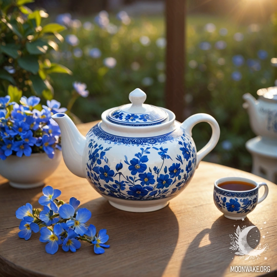 Деревенская пастельная голубая ваза с белыми и розовыми цветами на фоне потертой белой стены во время заката.