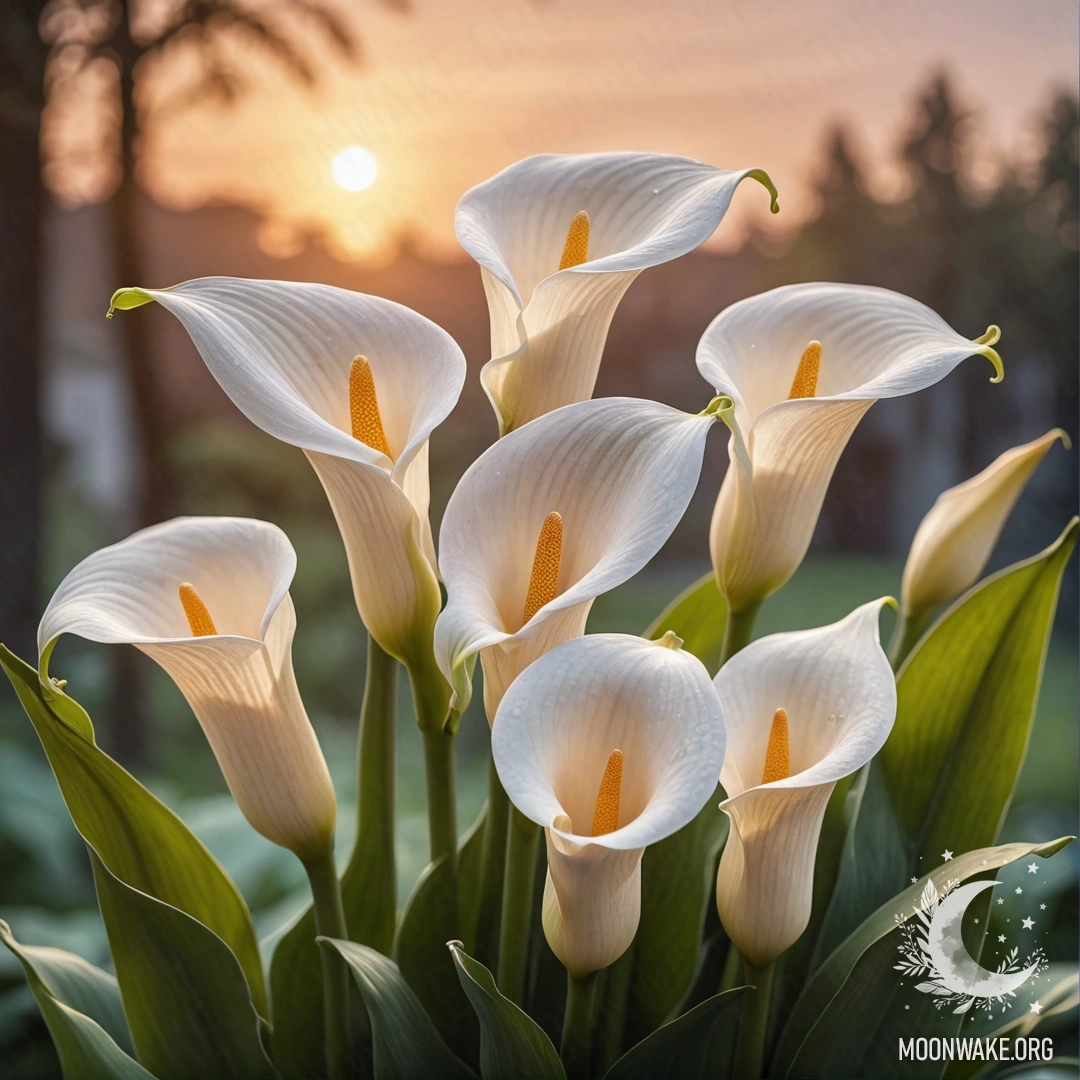 Красивые лилии в нежных пастельных тонах на закате.