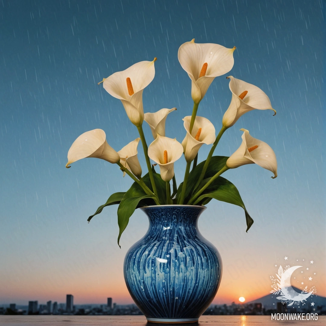 Нежный одуванчик с мерцающими блестками мятного цвета, окруженный туманом под дождем ночью.