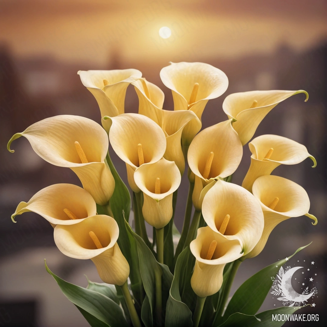 Пурпурный папоротник с каплями росы в вазе, выполненный в акварельном стиле.