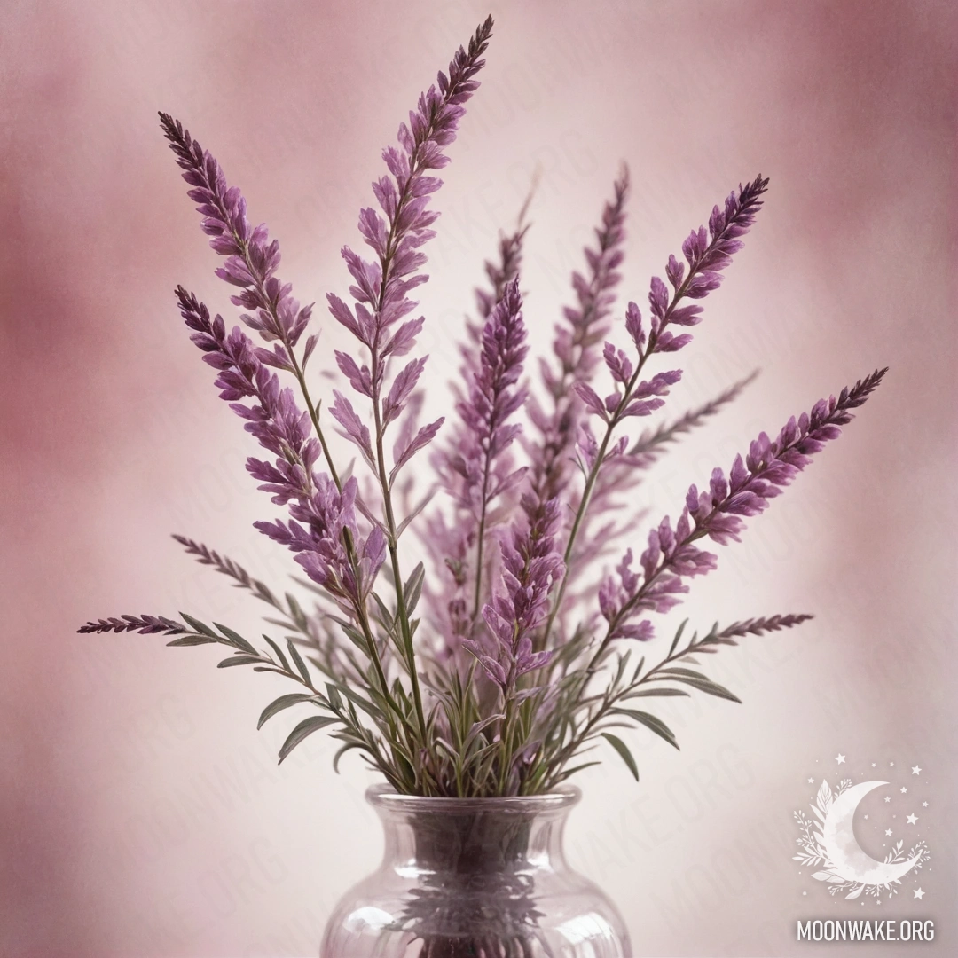 Ваза, наполненная розовым вереском, окутанным мягким туманом.