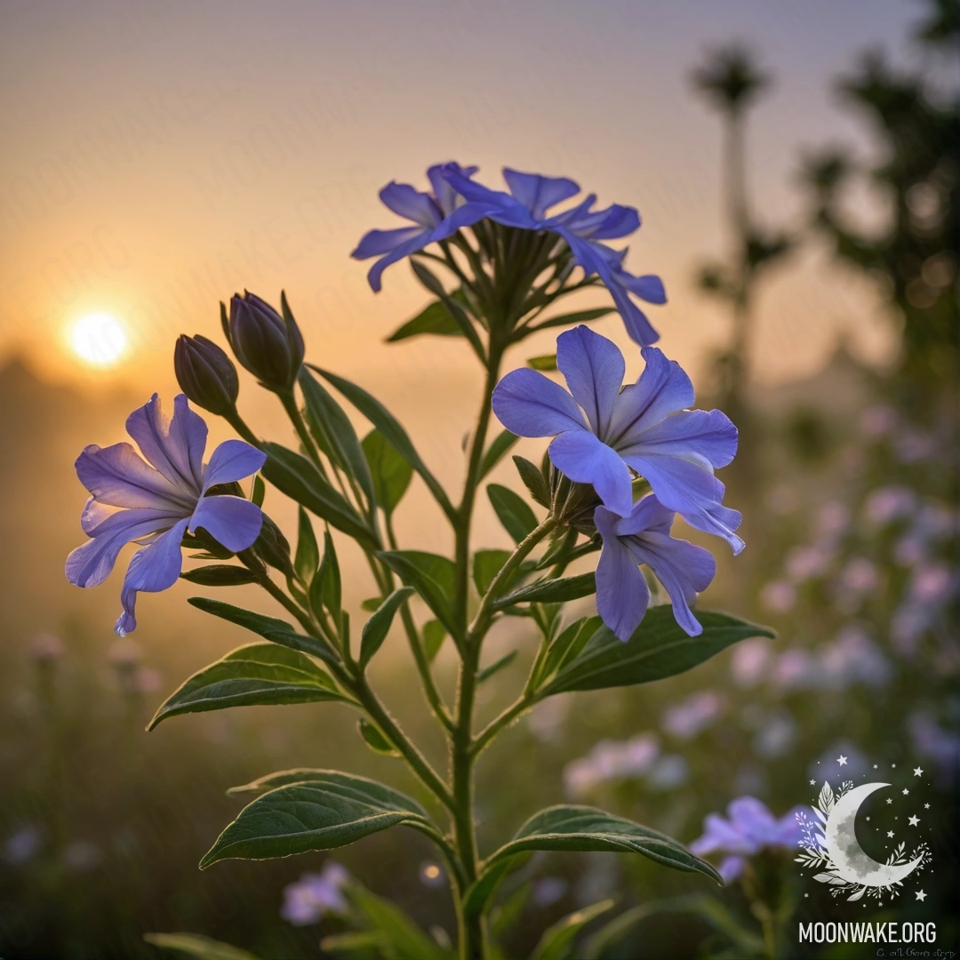Букет зелёных флоксов, окутанный атмосферным туманом на закате.