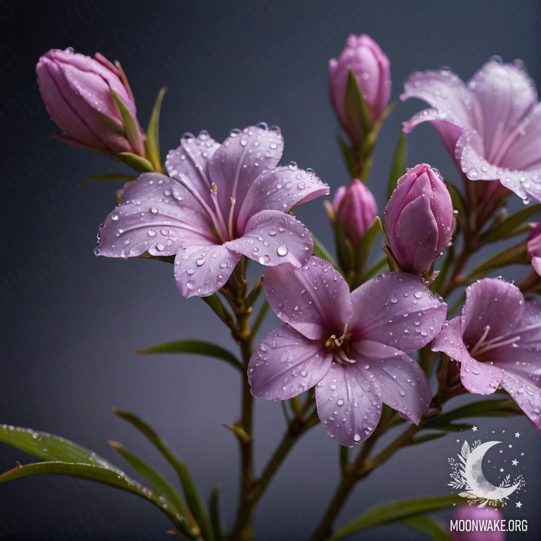 Спокойный букет розового вереска под ночным небом.