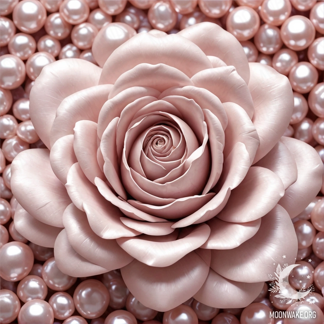 Роза, созданная из светящихся жемчужин, излучающая элегантность.