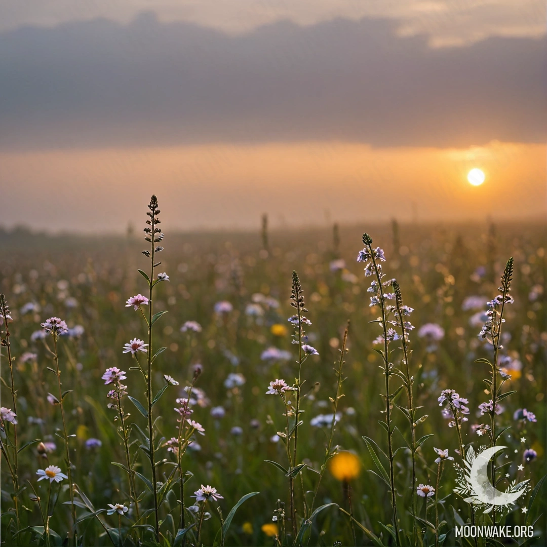 Крупный план ярких цветов на затенённом поле на закате с эффектом боке.