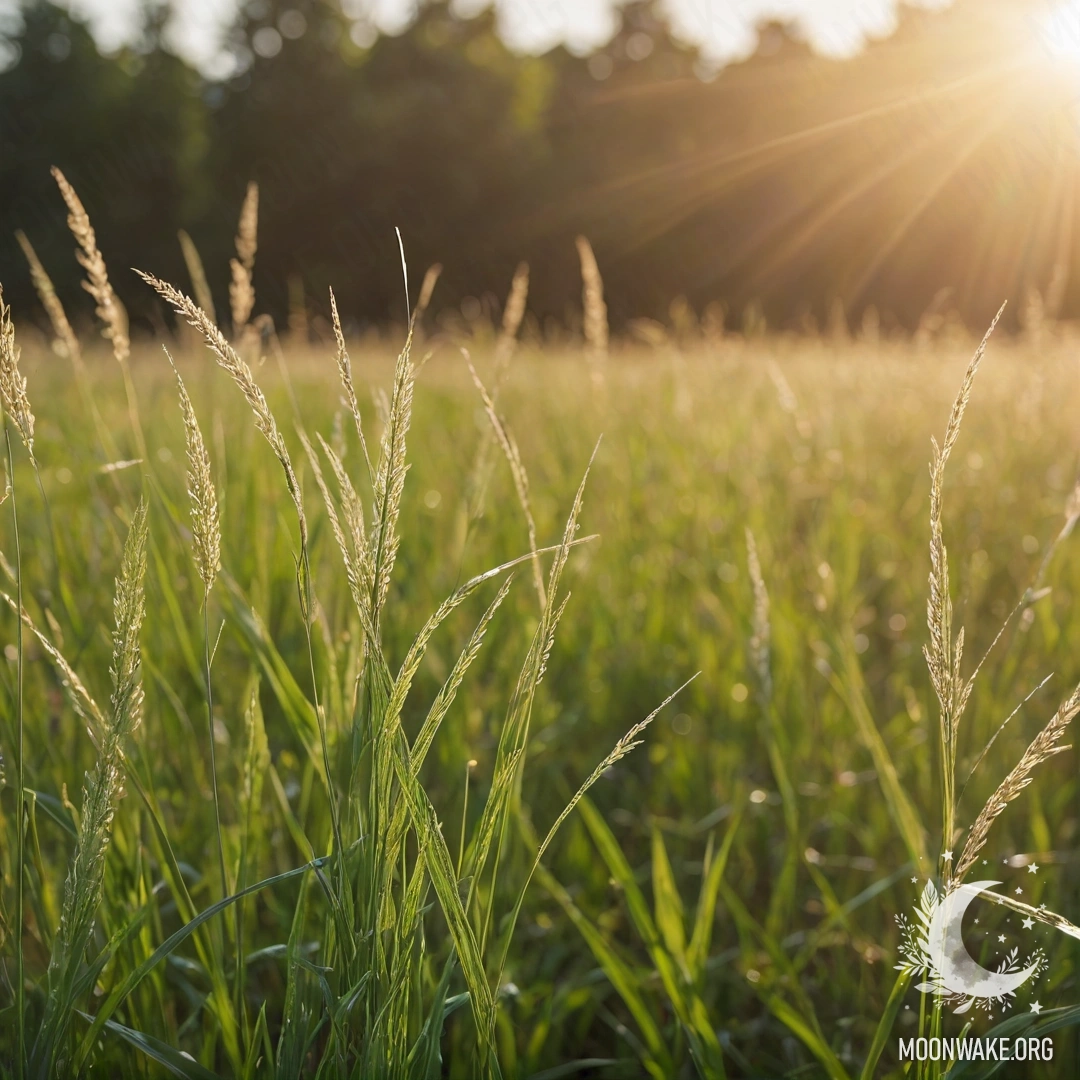 Крупный план травы на романтическом поле на фоне боке неба с солнечными лучами, пробивающимися сквозь облака.