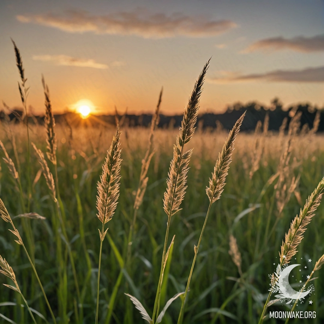 Крупный план травы на романтическом поле на фоне боке неба на закате.