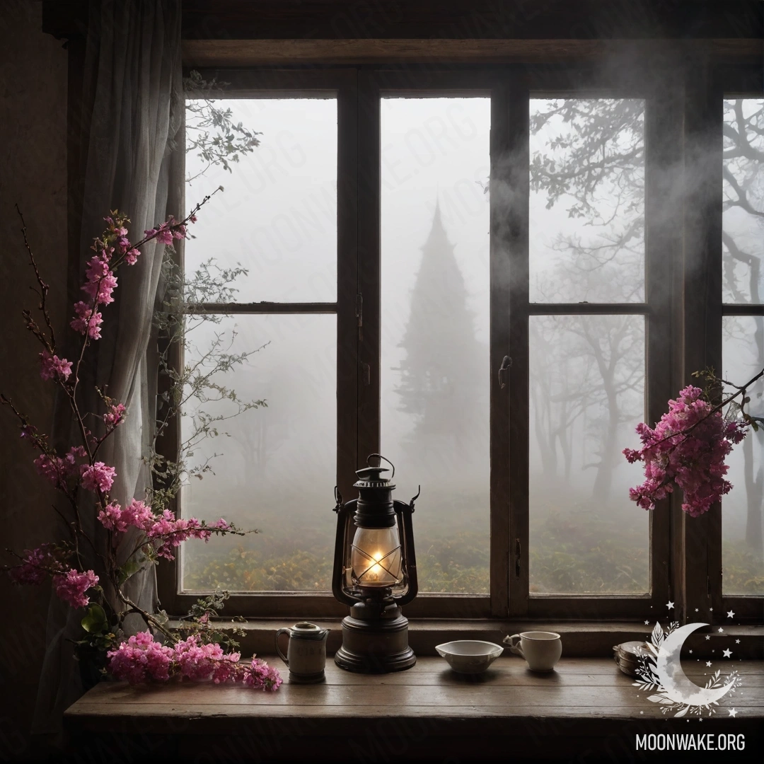 Старый деревянный стол с вазой цветов и фоном в стиле боке.