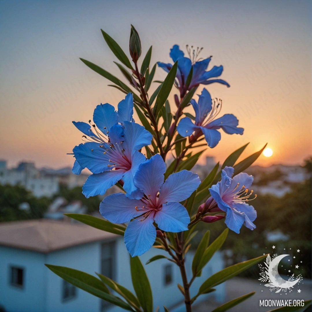 Укрытые морозом незабудки, освещенные солнечными лучами и пайетками