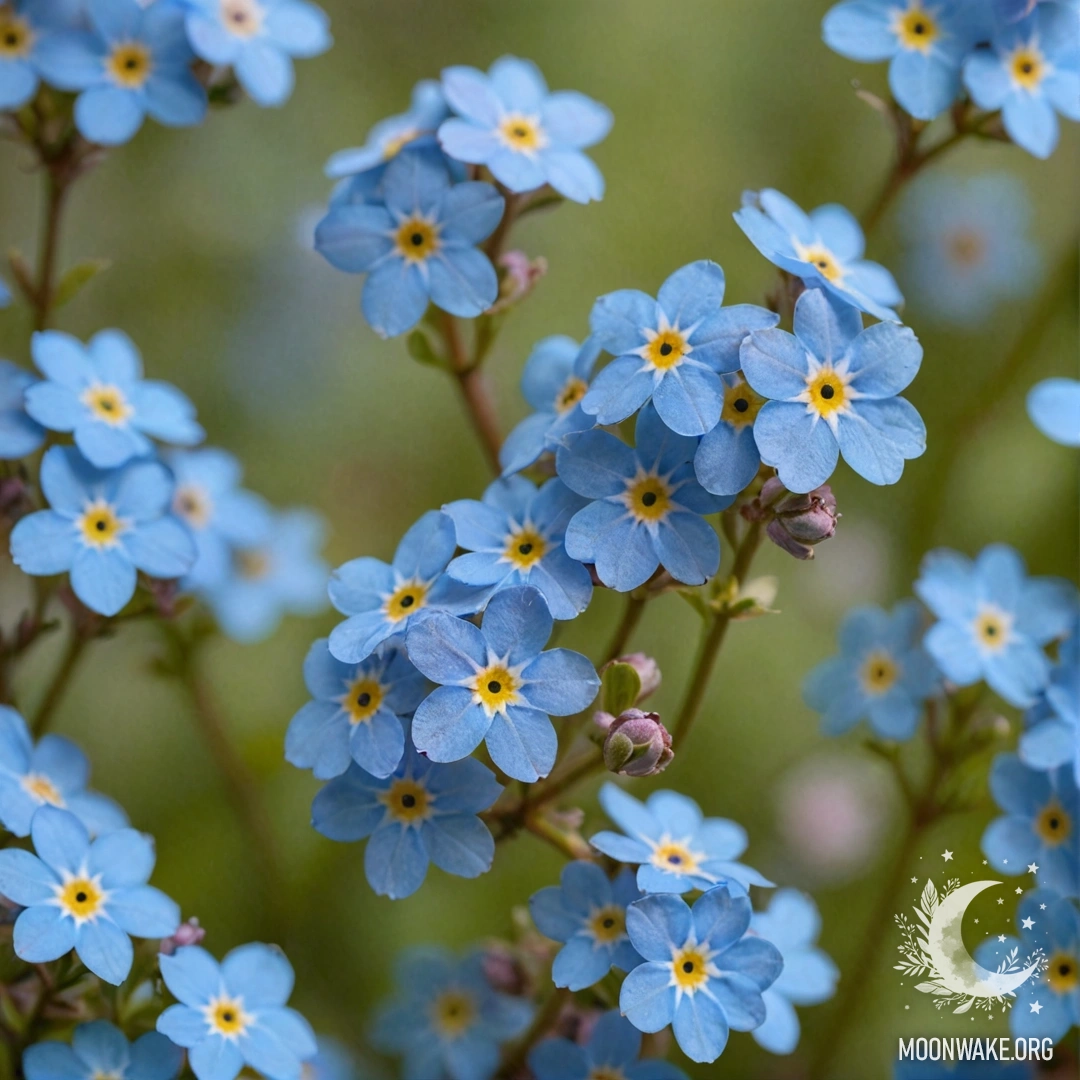 Нежный узор цветов незабудок пастельных оттенков.