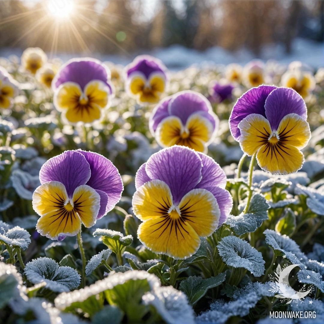 Розовая ваза с морозным одуванчиком под ночным небом.
