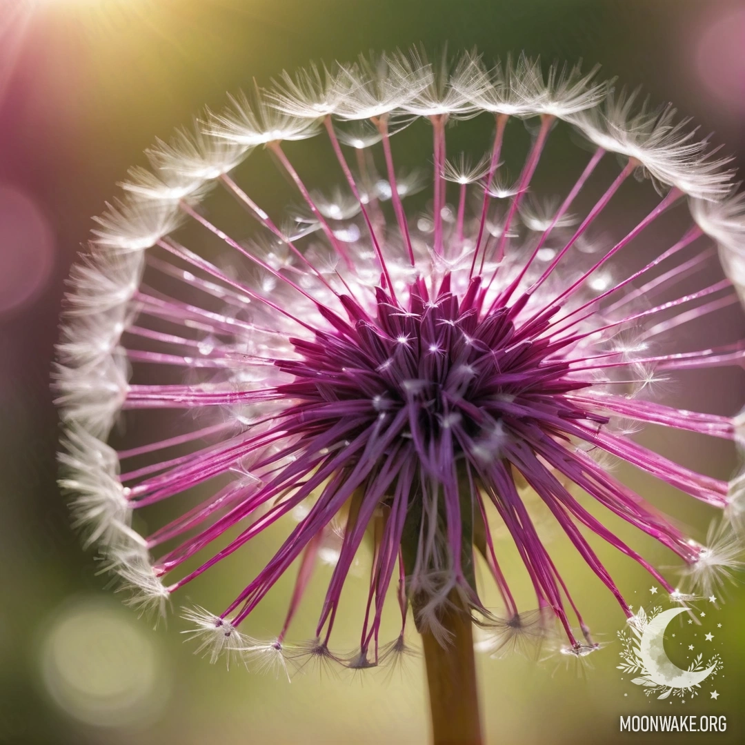 Романтический одуванчик фуксии, украшенный солнечными лучами и стразами.