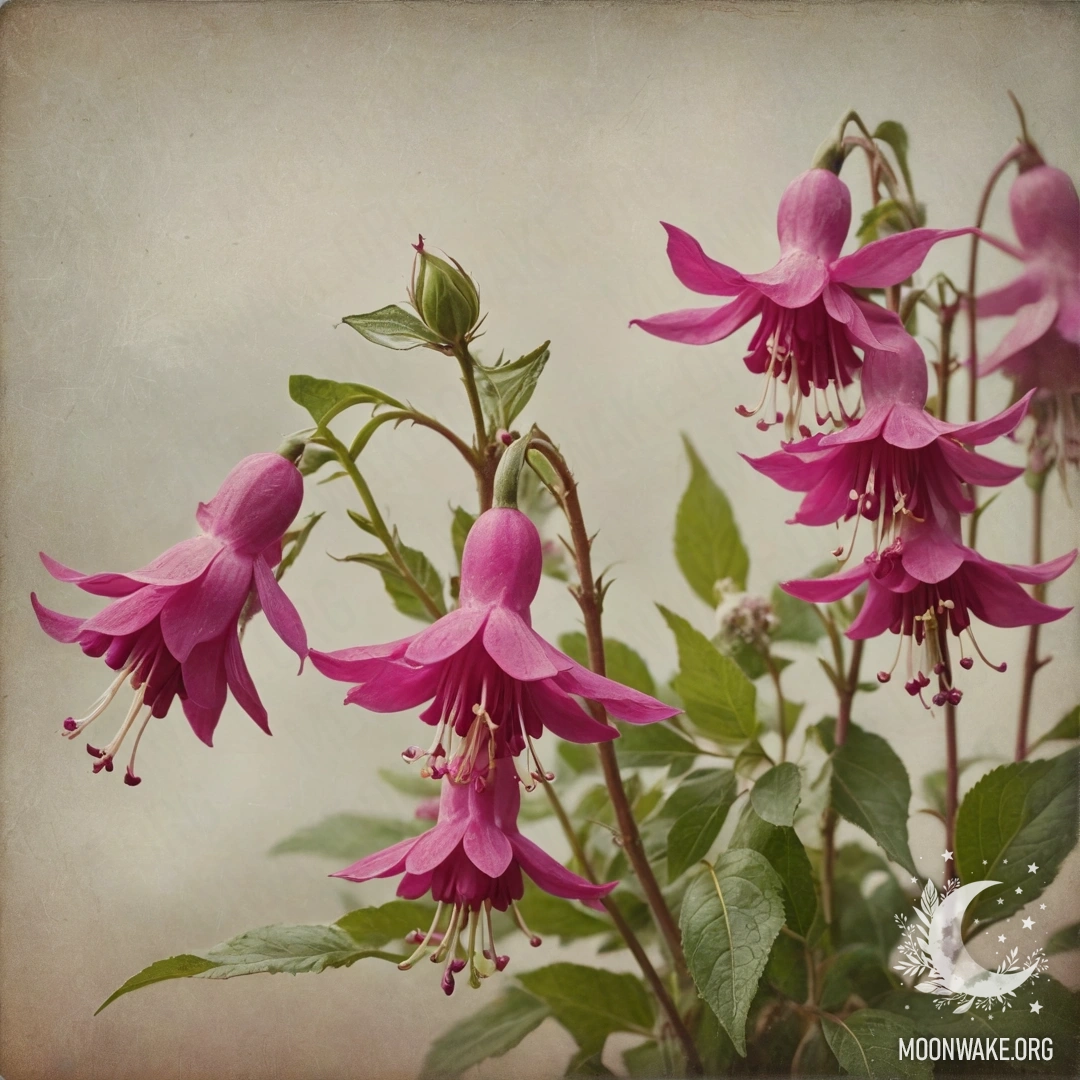 Букет фуксиевых диких цветов, окутанный мягким туманом.