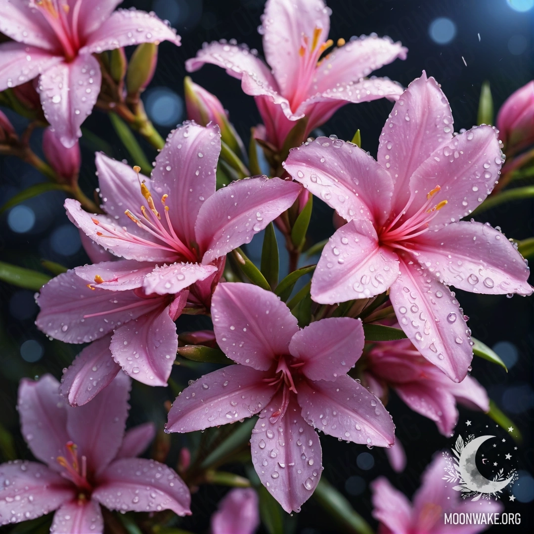 Романтический наледник с лавандовыми лепестками, украшенный каплями росы и стразами на ночном фоне.