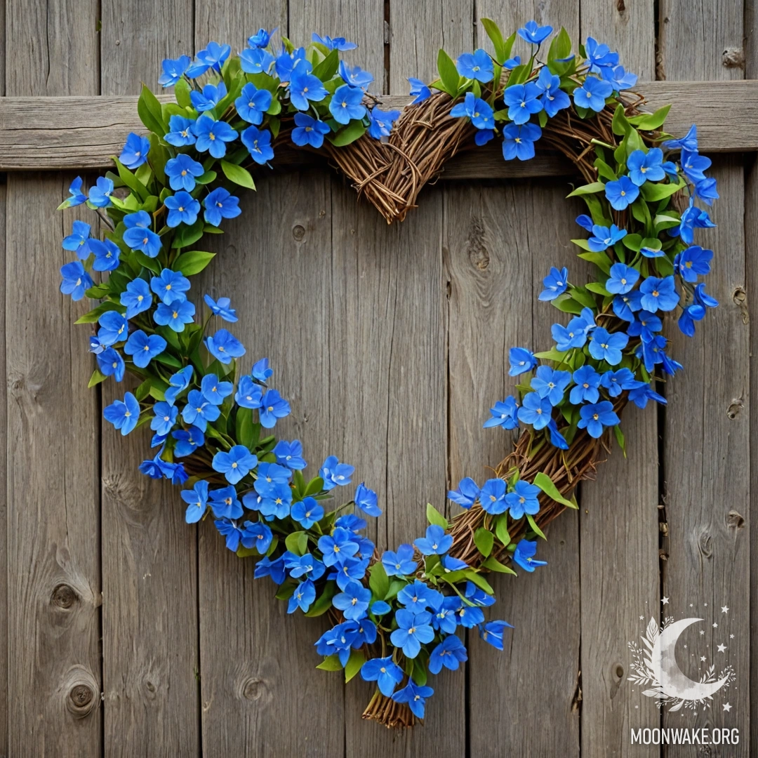 Корзина с маленькими белыми цветами на деревянном столе, освещенная солнечными лучами.