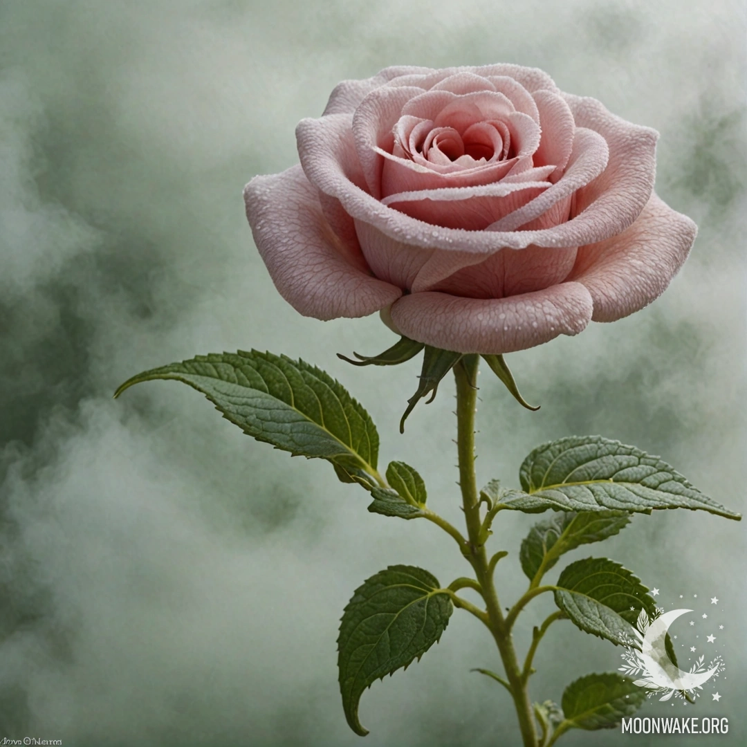 Нежная роза, созданная из тумана, эфирная и мечтательная.