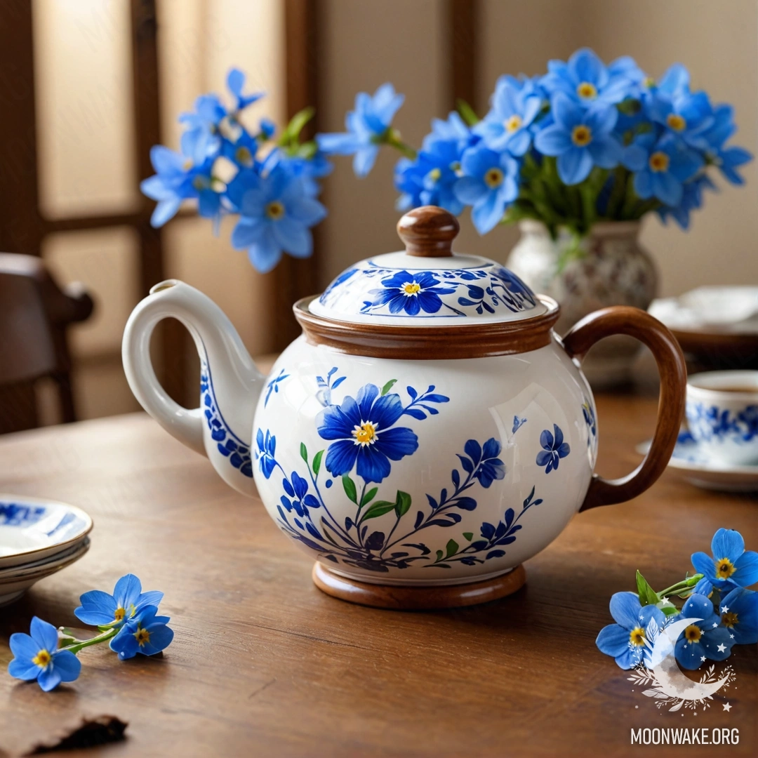 Постаревшая пастельная синяя металлическая ваза с белыми и розовыми цветами на фоне белой стены.