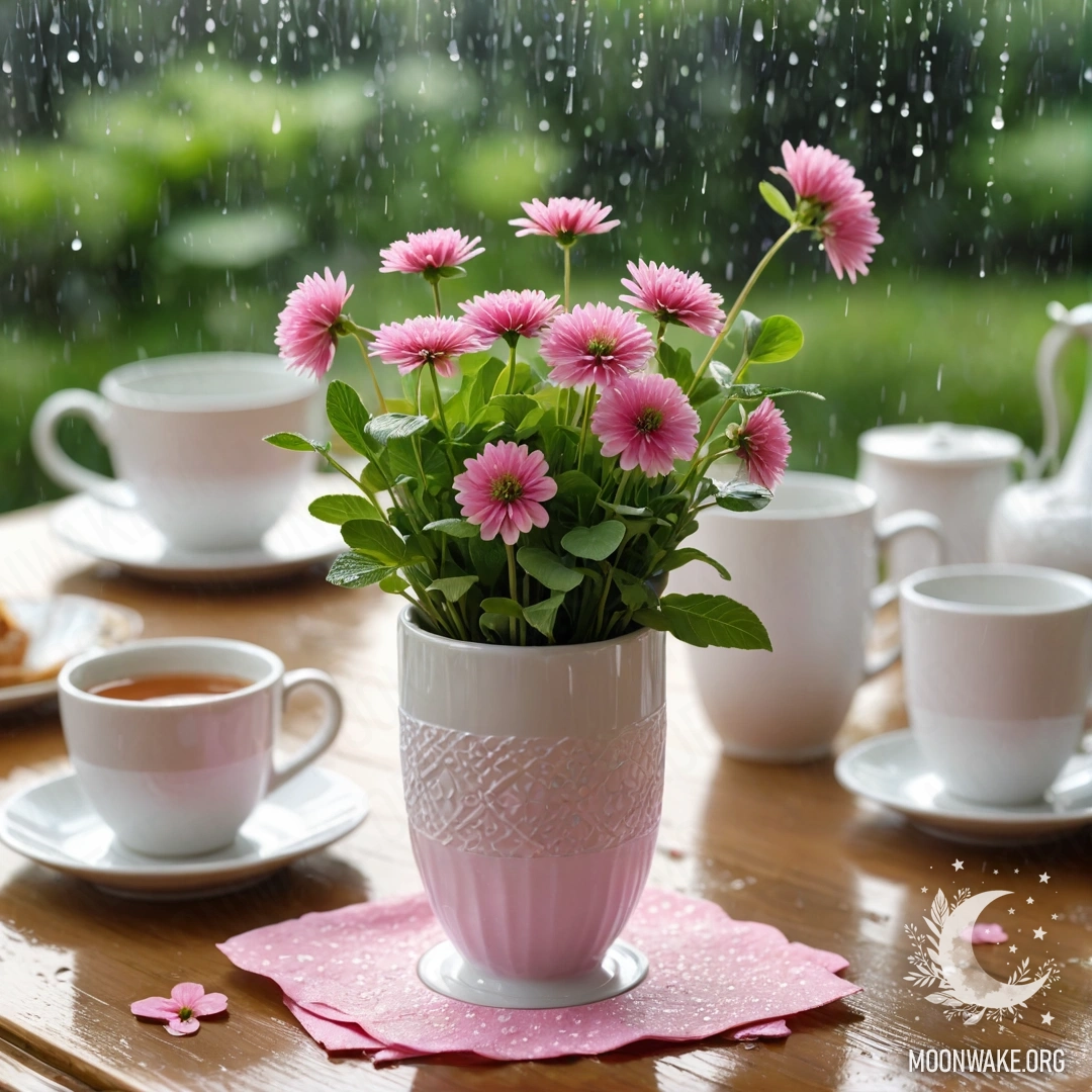 Потрескавшаяся каменная бордюра с растущими за ней мелкими белыми и розовыми цветами, освещенными солнечными лучами.