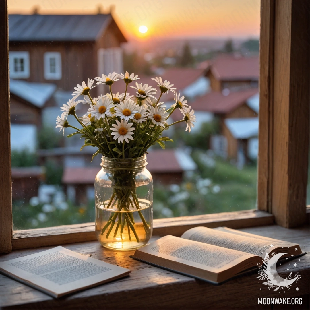 Старый деревянный стол с банкой цветов на фоне боке светящейся гирлянды.