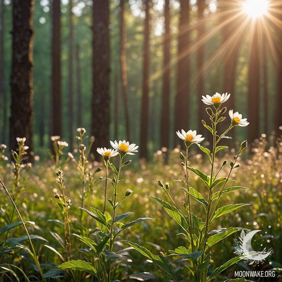 Крупный план разнообразных ярких полевых цветов с мягким фоном боке и солнечными лучами.