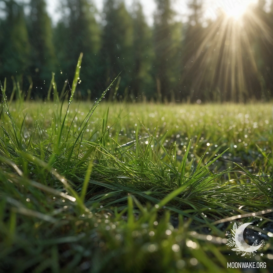 Крупный план травы на поле с мягким фоном bokeh и солнечными лучами.