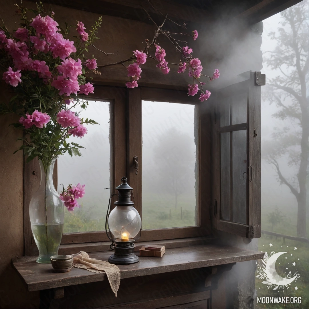 Крупный план ромашек под дождем, сквозь деревья пробивается свет заката.