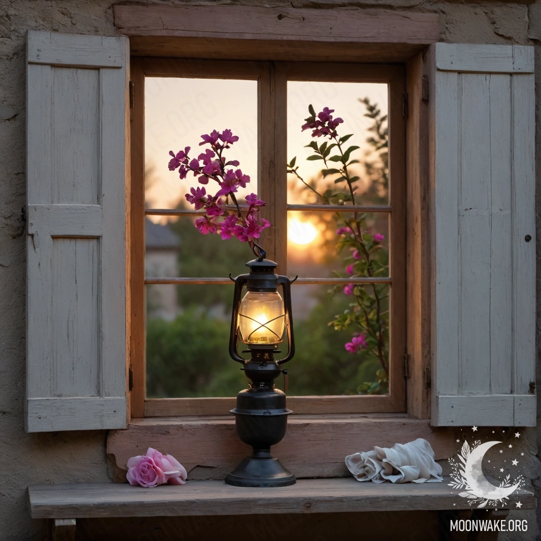 Крупный план ромашек в густом туманном лесу на закате.