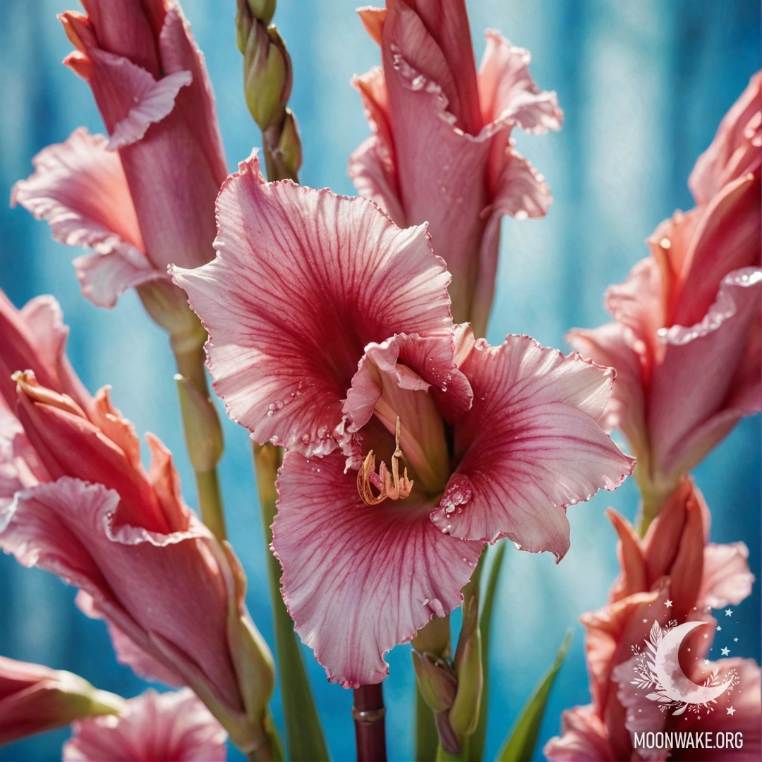 Нежный одуванчик, окруженный туманом и блестками цвета шалфея.