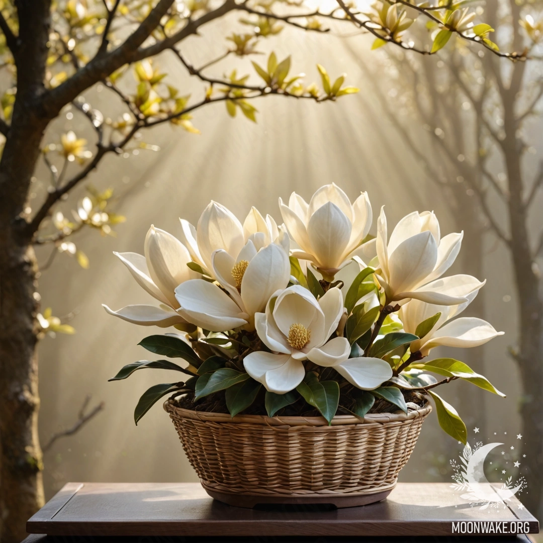 Золотая ваза с нежным гиацинтом, окруженная туманом ночью.