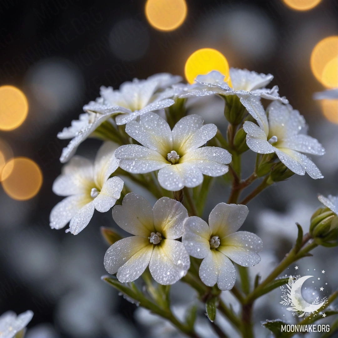 Нежный флокс кремово-желтого цвета, окруженный морозом в ночной атмосфере.