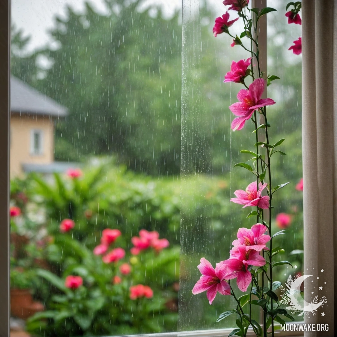 Стопка винтажных книг с букетом роз сверху в туманном саду.