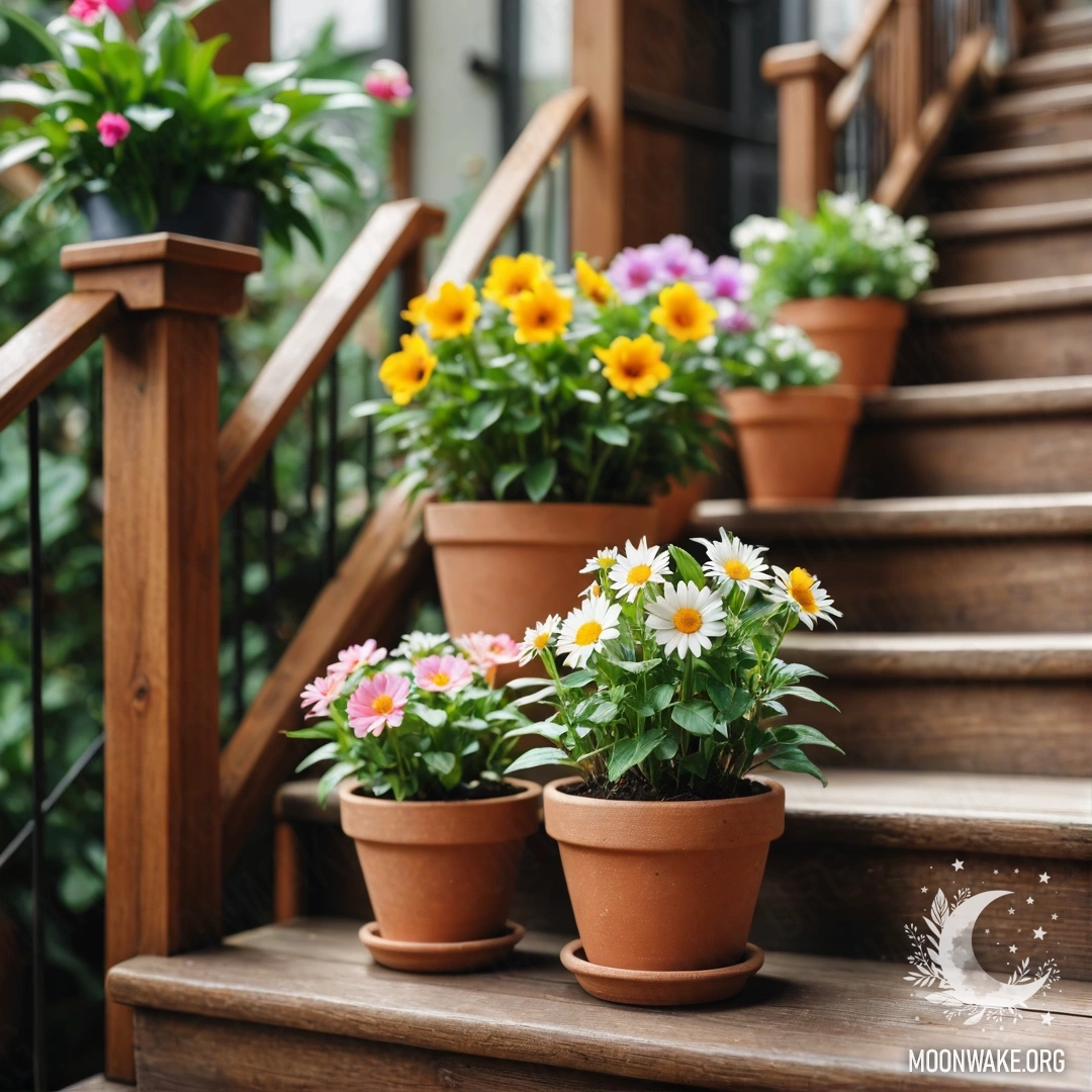 Успокаивающий деревянный стол с банкой красных цветов, кофейником и чашками под дождем на фоне гор.